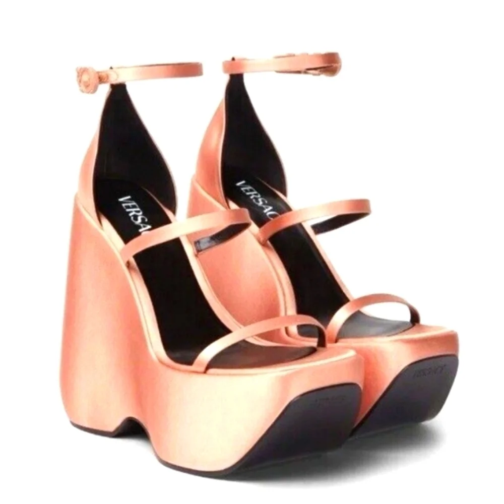 Versace satin Platform wedges